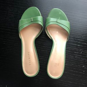 Green Talbots kitten heel sandals.☀️